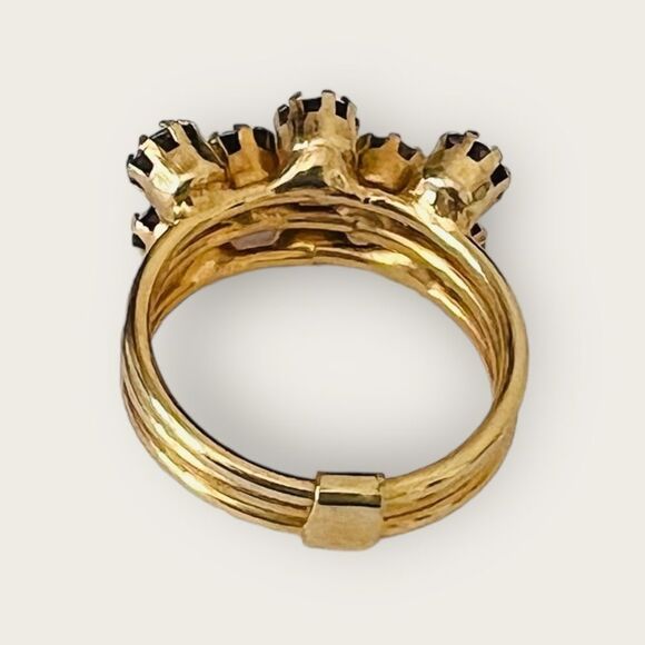 Vintage stackable gold plated ring size 6, amethyst crystals - Picture 3 of 8